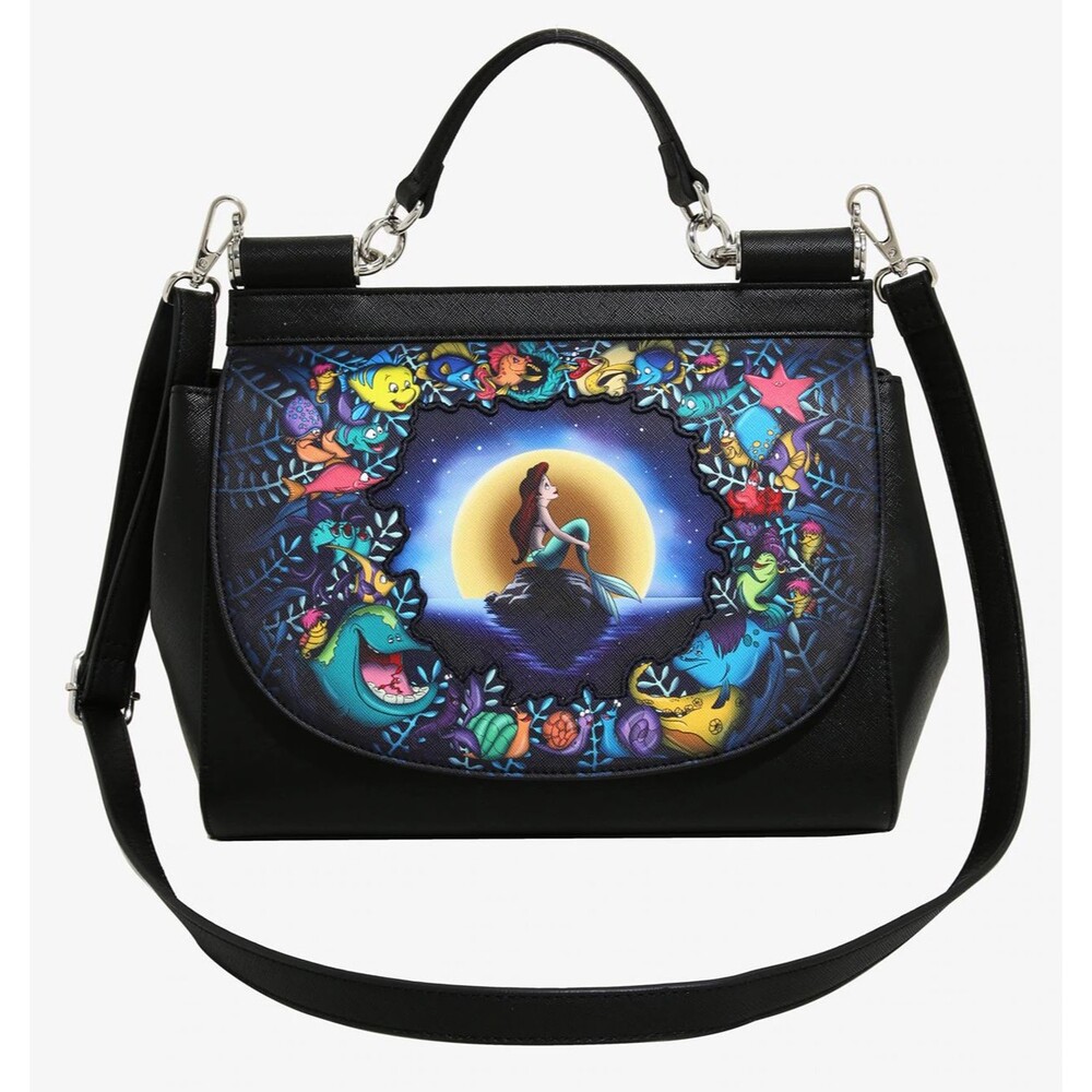 Loungefly Disney Ariel "The Little Mermaid" Black Satchel Shoulder Bag Crossbody